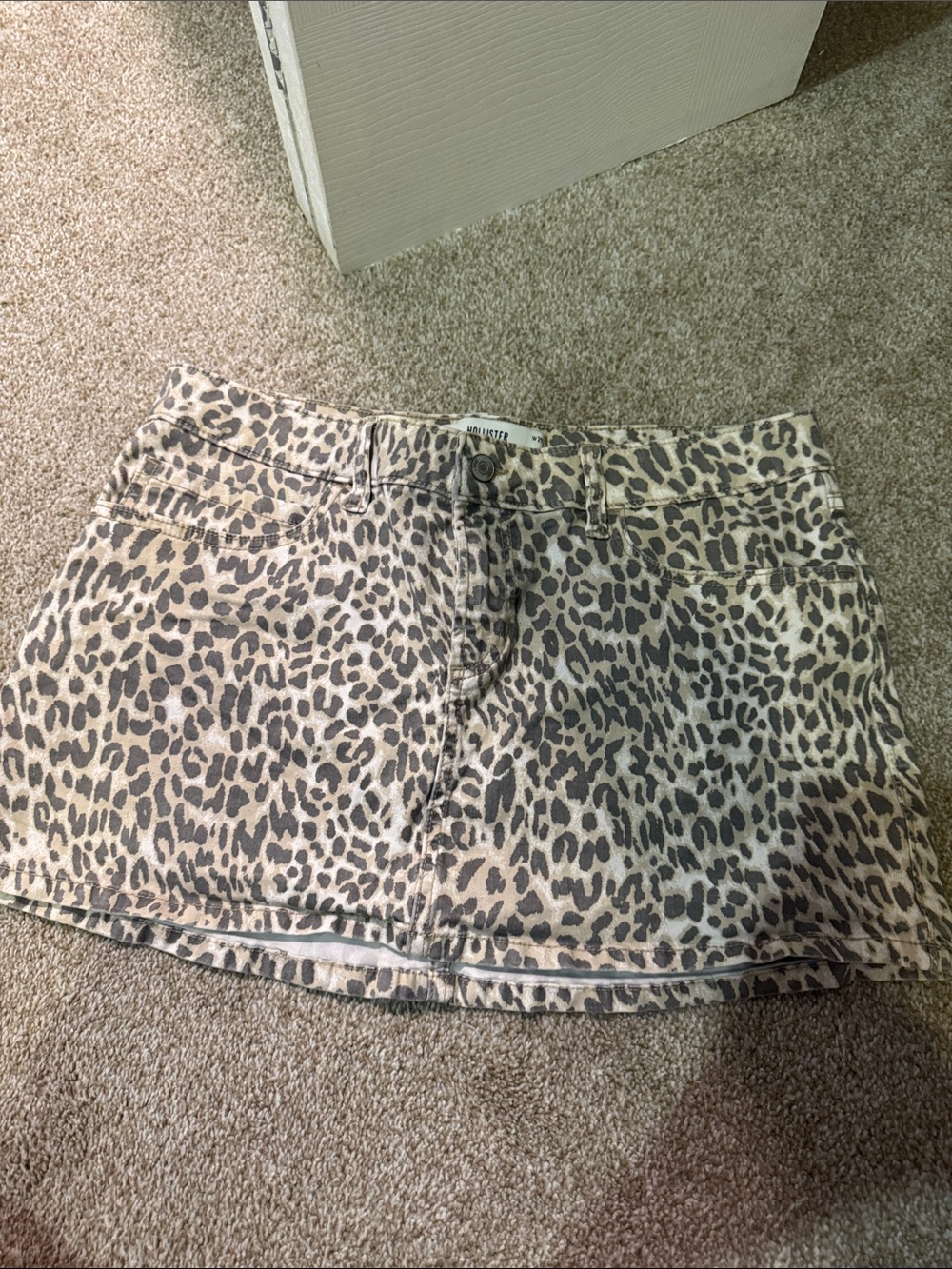 Leopard Print Denim Mini Skirt Shorts - Hollister